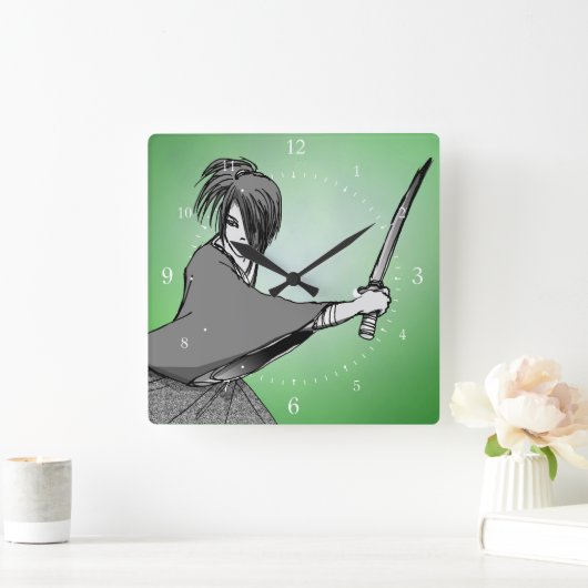 SAMURAI manga japan Vierkante Klok (Huis)