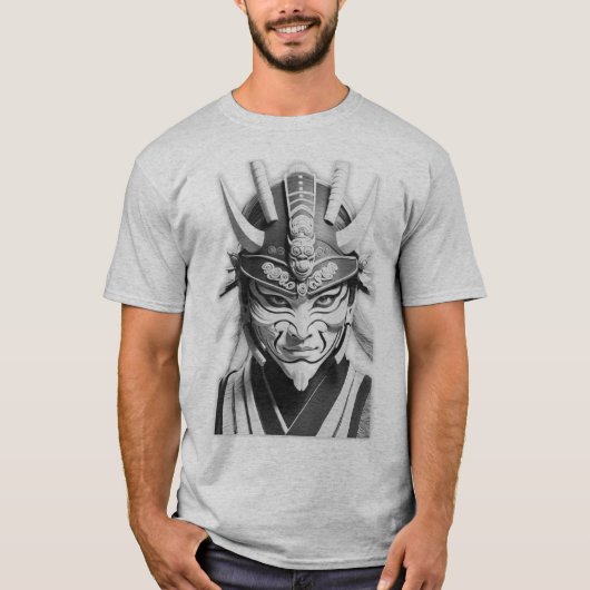 Samurai Mask Grijs T-shirt (Voorkant)