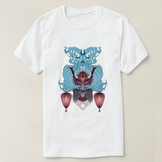 Samurai Mask met een geest T-shirt (Design voorkant)