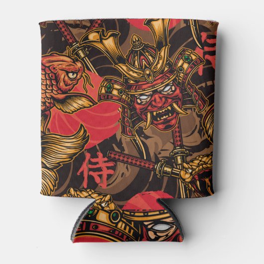 Samurai masker Japans patroon. Blikjeskoeler (Voorkant)
