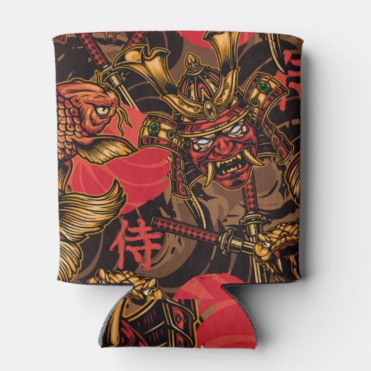 Samurai masker Japans patroon. Blikjeskoeler (Achterkant)