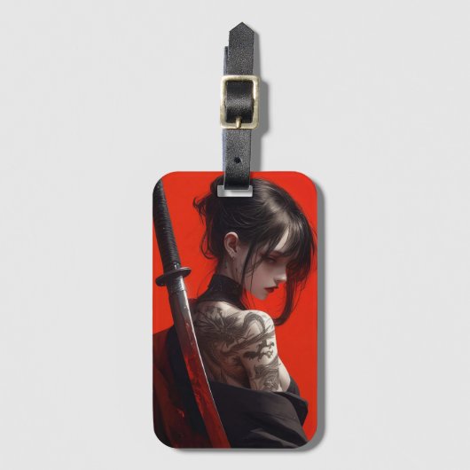 Samurai meisje bagagelabel (Voorkant (verticaal))