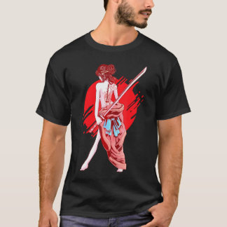 Samurai Meisje Japans Kunst Anime T-shirt