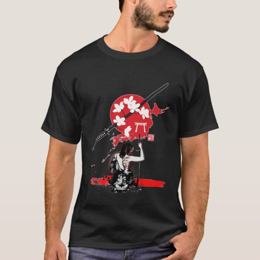 Samurai Meisje krijger bushido code Japans zwaard T-shirt (Voorkant)