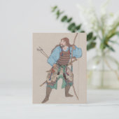 Samurai met Briefkaart van Bow en Sword (Staand voorkant)
