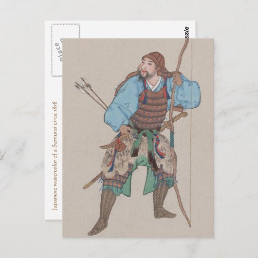 Samurai met Briefkaart van Bow en Sword (Voorkant / Achterkant)