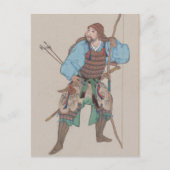 Samurai met Briefkaart van Bow en Sword (Voorkant)