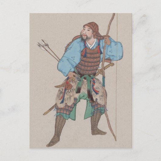 Samurai met Briefkaart van Bow en Sword (Voorkant)