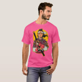 Samurai met gele ronde achtergrond t-shirt (Voorkant volledig)