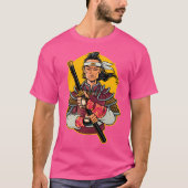 Samurai met gele ronde achtergrond t-shirt (Voorkant)