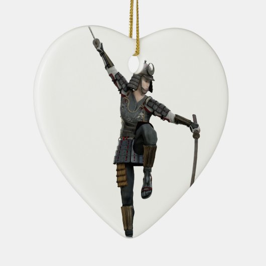 Samurai met twee zinnen naar links keramisch ornament (Rechts)