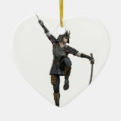 Samurai met twee zinnen naar links keramisch ornament (Voorkant)