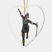 Samurai met twee zinnen naar links keramisch ornament (Links)