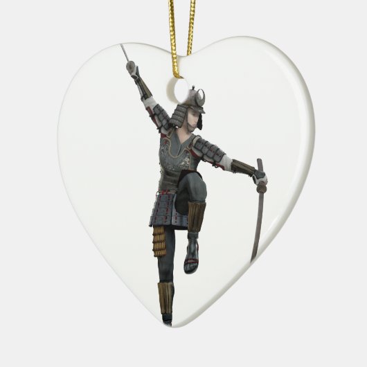 Samurai met twee zinnen naar links keramisch ornament (Links)