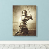 Samurai met verhoogd zwaard, c.1860 (albumenafdruk canvas afdruk (Insitu (Houten vloer))