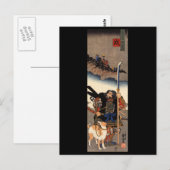 Samurai met zijn hond, ongeveer 1800's briefkaart (Voorkant / Achterkant)