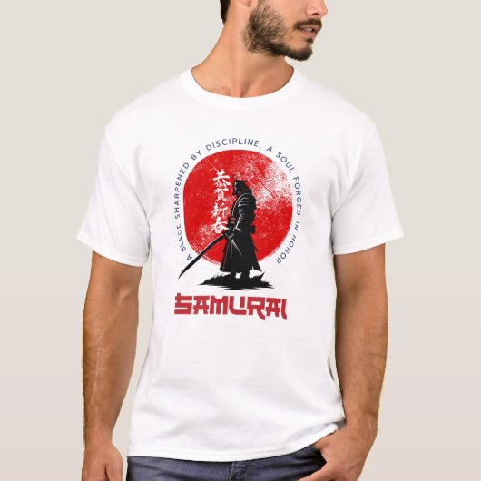 Samurai – Minimalistische Warrior T-shirt met cult (Voorkant)