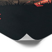 Samurai & Mt Fuji | Kunst voor moon en Cherry Blos Poster (Hoek)