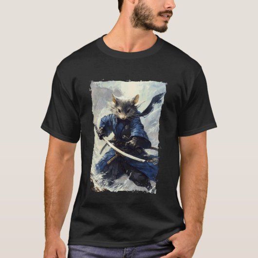 Samurai Muis Kunst - Ukiyo-e Krijger T-shirt (Voorkant)