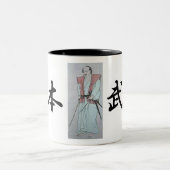 Samurai, Musashi Miyamoto (met tekening) Tweekleurige Koffiemok (Center)