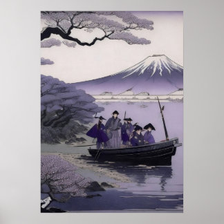 Samurai-muurkunst Mount Fuji Japanse Poster