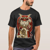 samurai neko from japanese lucky cat t-shirt (Voorkant)