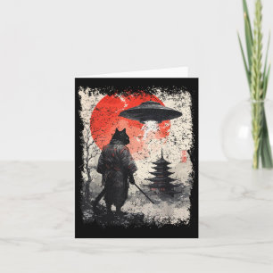 Samurai Ninja Cat Warrior Sumi-e Ufo Ukiyo-e Sci F Kaart
