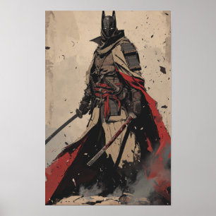 Samurai Ninja Dark Knight Poster - Zwaard Pose