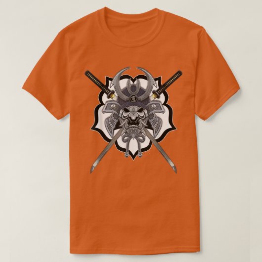 Samurai Ninja Helmet Katana Illustratie T-shirt (Design voorkant)