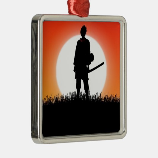 Samurai, Ninja - Japanse Warrior Metalen Ornament (Rechts)