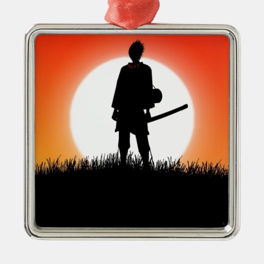 Samurai, Ninja - Japanse Warrior Metalen Ornament (Voorkant)