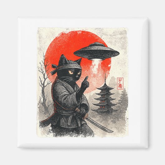 Samurai Ninja Kat Krieger UFO Japanse Anime Grappi Magneet (Voorkant)
