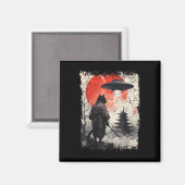 Samurai Ninja Kat Krijger Sumi-e Ufo Ukiyo-e Sci F Magneet (Voorkant / Achterkant)