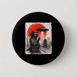 Samurai Ninja Kat Krijger Ufo Japanse Anime Cadeau Ronde Button 5,7 Cm