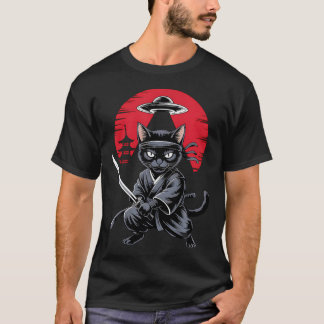 Samurai Ninja Kat Krijger Ufo Japanse Anime T-shirt