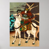 Samurai On Horseback door Kuniyoshi Poster (Voorkant)
