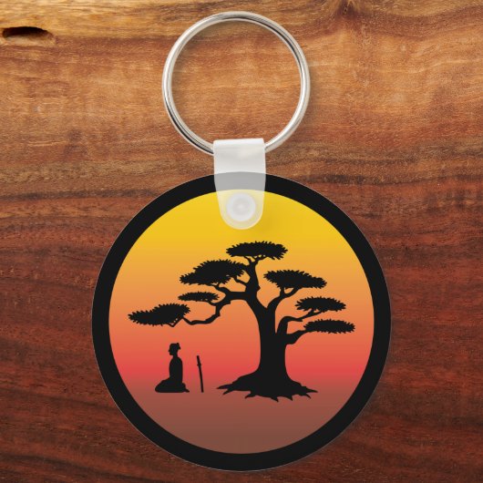Samurai onder Bonsai Tree - Sleutelhanger (Voorkant)