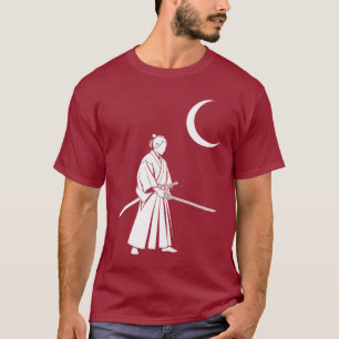 Samurai onder de halve maan – Minimalistisch Japan T-shirt