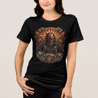 Samurai Oni Biker Girl, Rijden om te Leven Est 196 Tri-Blend Shirt