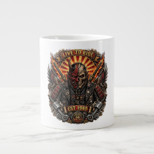Samurai Oni Biker, Live To Ride Est 1969 Route 66 Grote Koffiekop