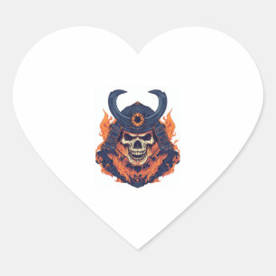 Samurai Oni Skull Hart Sticker