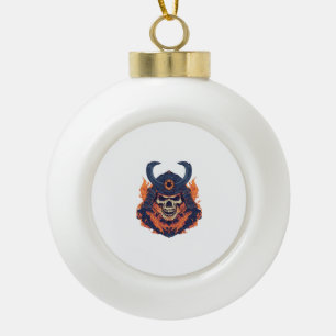 Samurai Oni Skull Keramische Bal Ornament