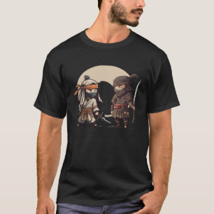 Samurai Ontmoet een Ninja krijger Bushido Japans M T-shirt