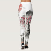 Samurai op de brug onder de rode maan leggings (Achterkant)
