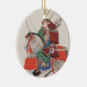 Samurai op Horseback Wearing Armor & Horned Helmet Keramisch Ornament (Rechts)