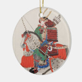Samurai op Horseback Wearing Armor & Horned Helmet Keramisch Ornament (Links)
