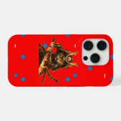 Samurai Oranje Kat - Bold Pop Art iPhone Hoesje 15 Pro Case (Achterkant horizontaal)