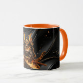 Samurai Oranje Kat Krijger - Combo Koffiemok Mok (Voorkant rechts)