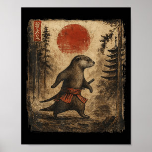 Samurai Otter Japans Grappige Geschenken Graphic Poster