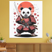Samurai Panda Beer Gespannen Canvasprint Canvas Afdruk (Insitu (Woonkamer))